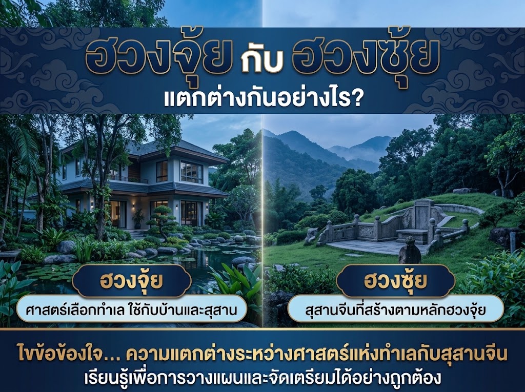 ความแตกต่างระหว่างฮวงซุ้ยกับฮวงจุ้ย บ้านจีนที่จัดตามหลักฮวงจุ้ยเทียบกับสุสานจีน